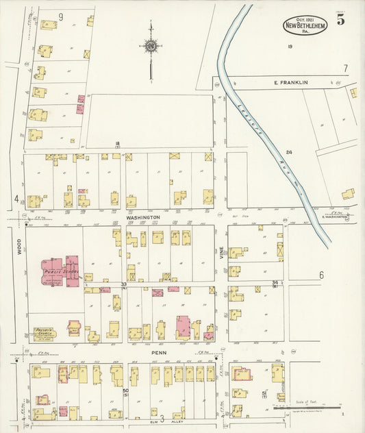 Sanborn Fire Insurance Map from New Bethlehem, Clarion County, Pennsylvania (1921), Sheet #0005 - Historic Sanborn Fire Insurance Map Print, vintage old map wall art, antique decor, genealogy gift, Pennsylvania Pennsylvania map