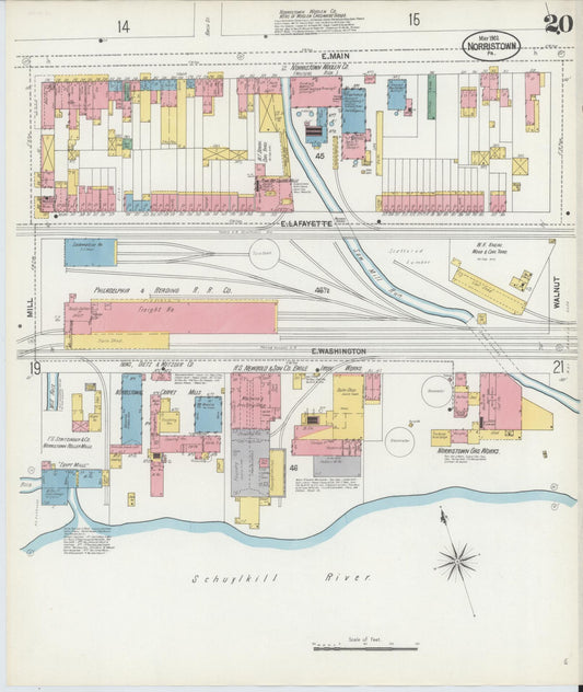 Sanborn Fire Insurance Map from Norristown, Montgomery County, Pennsylvania (1902), Sheet #0020 - Historic Sanborn Fire Insurance Map Print, vintage old map wall art, antique decor, genealogy gift, Pennsylvania Pennsylvania map