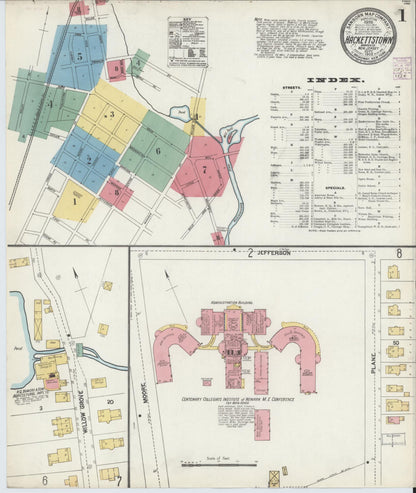 Sanborn Fire Insurance Map from Hackettstown, Warren County, New Jersey (1902), Sheet #0001 - Historic Sanborn Fire Insurance Map Print, vintage old map wall art, antique decor, genealogy gift, New Jersey New Jersey map