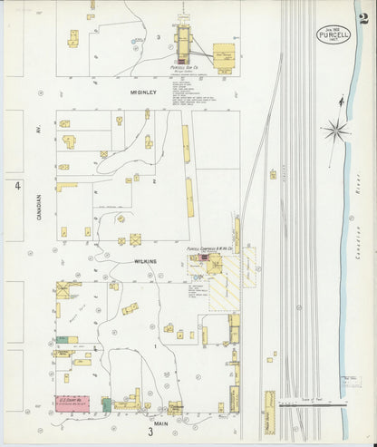 Sanborn Fire Insurance Map from Purcell, McClain County, Oklahoma (1902), Sheet #0002 - Complete Map Set gallery image, historic Sanborn map, vintage wall art, Oklahoma Oklahoma