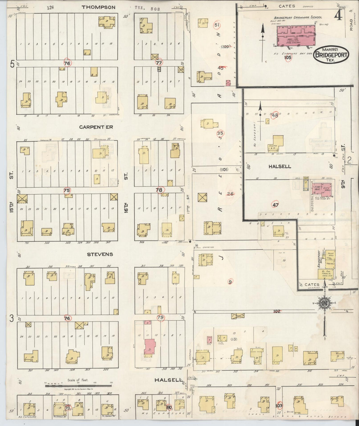 Sanborn Fire Insurance Map from Bridgeport, Wise County, Texas (1944), Sheet #0004 - Complete Map Set gallery image, historic Sanborn map, vintage wall art, Texas Texas