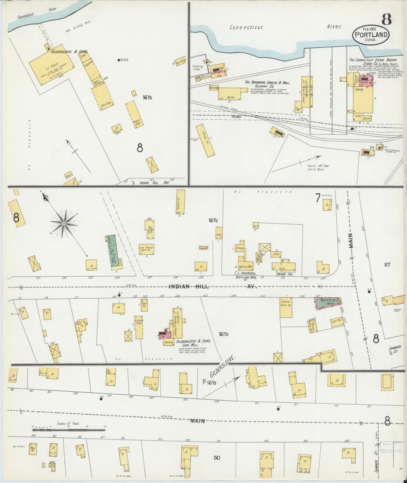 Sanborn Fire Insurance Map from Portland, Middlesex County, Connecticut (1901), Sheet #0008 - Complete Map Set gallery image, historic Sanborn map, vintage wall art, Connecticut Connecticut