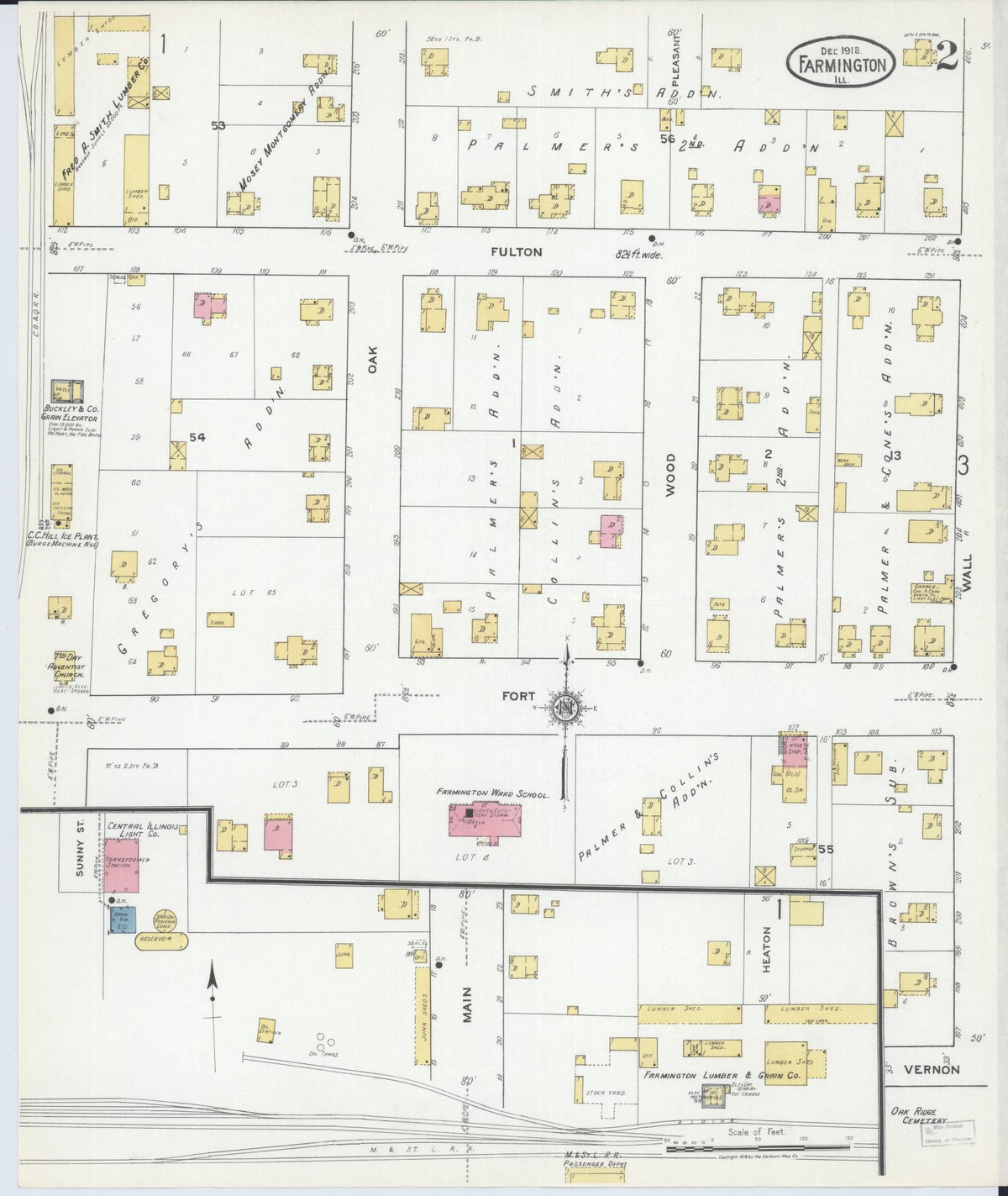 Sanborn Fire Insurance Map from Farmington, Fulton County, Illinois (1918), Sheet #0002 - Historic Sanborn Fire Insurance Map Print, vintage old map wall art, antique decor, genealogy gift, Illinois Illinois map