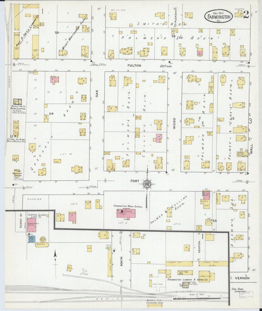 Sanborn Fire Insurance Map from Farmington, Fulton County, Illinois (1918), Sheet #0002 - Historic Sanborn Fire Insurance Map Print, vintage old map wall art, antique decor, genealogy gift, Illinois Illinois map