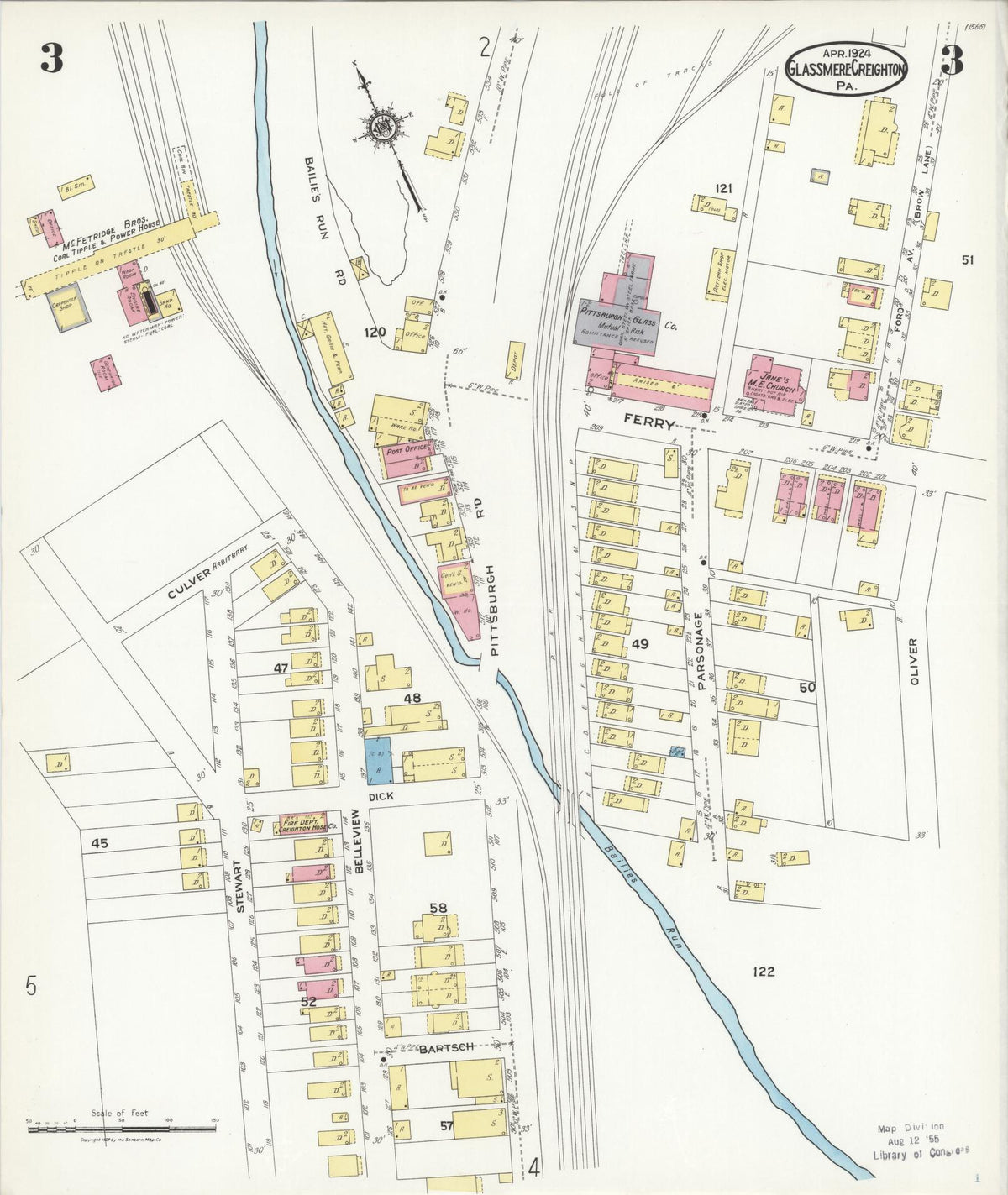 Sanborn Fire Insurance Map from Glassmere, Allegheny County, Pennsylvania (1924), Sheet #0003 - Complete Map Set gallery image, historic Sanborn map, vintage wall art, Pennsylvania Pennsylvania