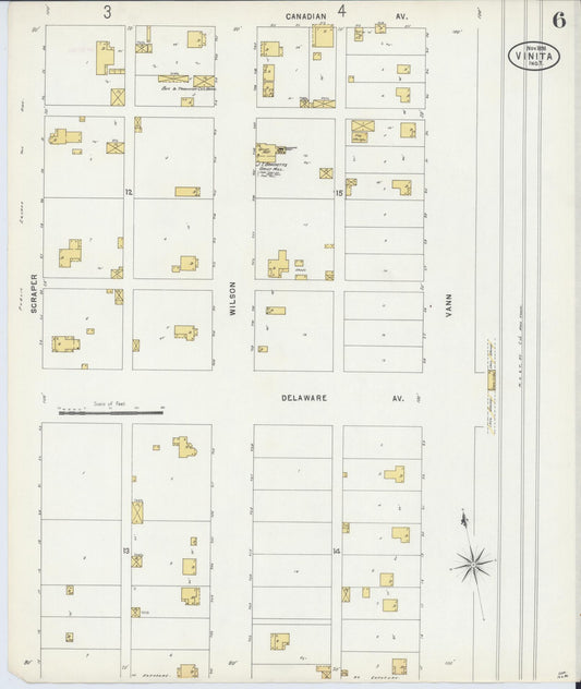 Sanborn Fire Insurance Map from Vinita, Craig County, Oklahoma (1898), Sheet #0006 - Historic Sanborn Fire Insurance Map Print, vintage old map wall art, antique decor, genealogy gift, Oklahoma Oklahoma map