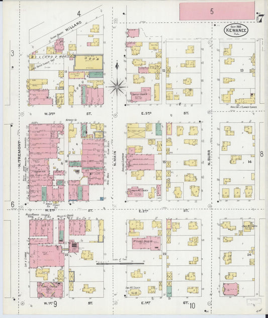 Sanborn Fire Insurance Map from Kewanee, Henry County, Illinois (1905), Sheet #0007 - Historic Sanborn Fire Insurance Map Print, vintage old map wall art, antique decor, genealogy gift, Illinois Illinois map