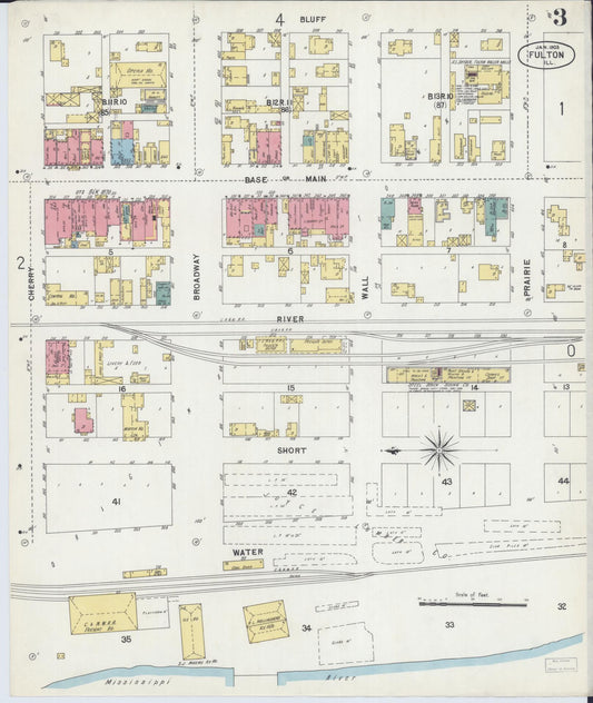 Sanborn Fire Insurance Map from Fulton, Whiteside County, Illinois (1903), Sheet #0003 - Historic Sanborn Fire Insurance Map Print, vintage old map wall art, antique decor, genealogy gift, Illinois Illinois map