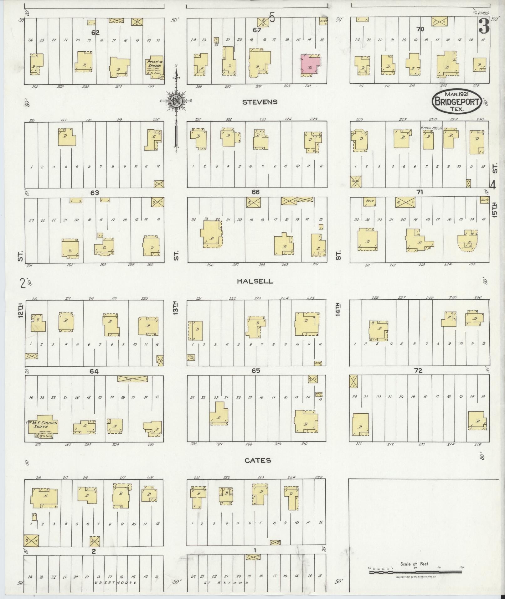Sanborn Fire Insurance Map from Bridgeport, Wise County, Texas (1921), Sheet #0003 - Historic Sanborn Fire Insurance Map Print, vintage old map wall art, antique decor, genealogy gift, Texas Texas map