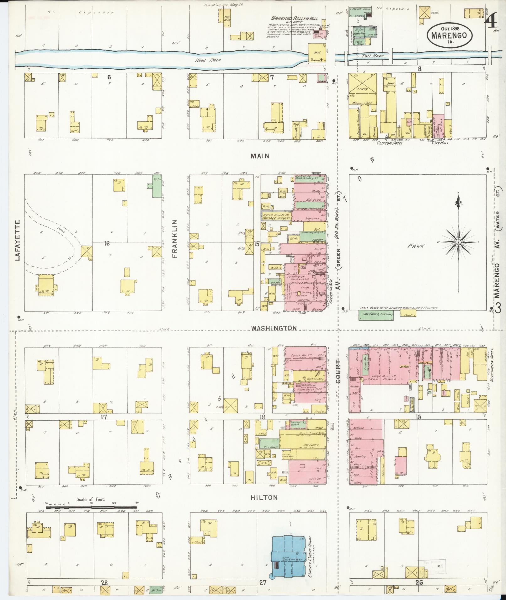 Sanborn Fire Insurance Map from Marengo, Iowa County, Iowa (1898), Sheet #0004 - Historic Sanborn Fire Insurance Map Print