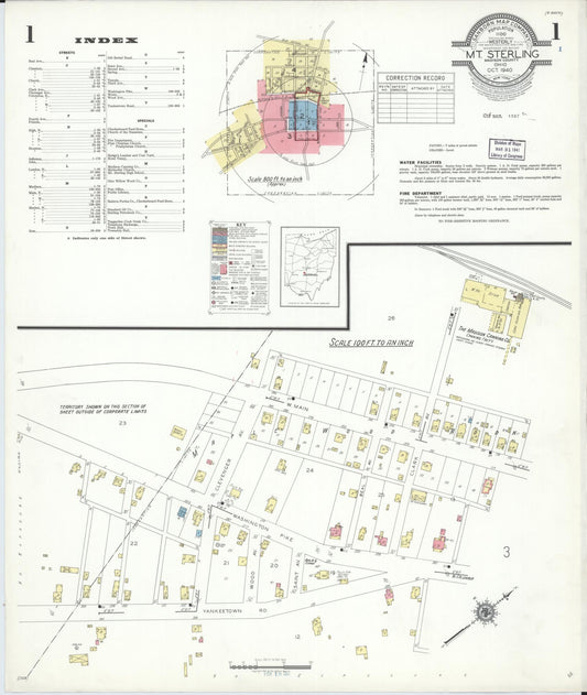 Sanborn Fire Insurance Map from Mount Sterling, Madison County, Ohio (1940), Sheet #0001 - Complete Map Set gallery image, historic Sanborn map, vintage wall art, Ohio Ohio