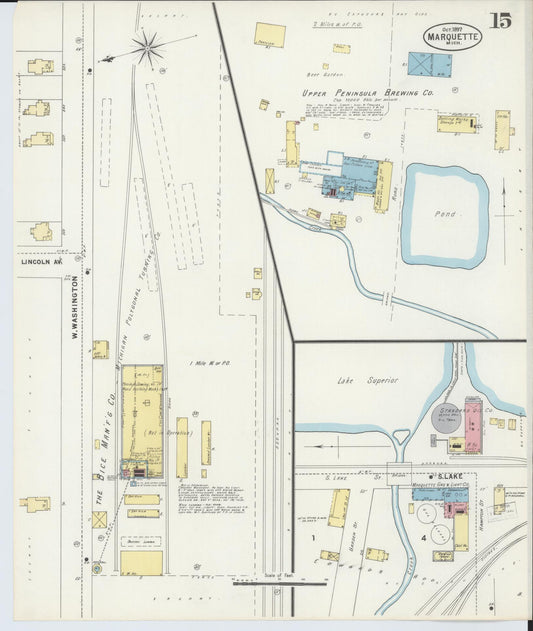 Sanborn Fire Insurance Map from Marquette, Marquette County, Michigan (1897), Sheet #0015 - Historic Sanborn Fire Insurance Map Print, vintage old map wall art, antique decor, genealogy gift, Michigan Michigan map