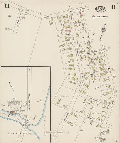 Sanborn Fire Insurance Map from Belfast, Waldo County, Maine (1923), Sheet #0011 - Complete Map Set gallery image, historic Sanborn map, vintage wall art, Maine Maine
