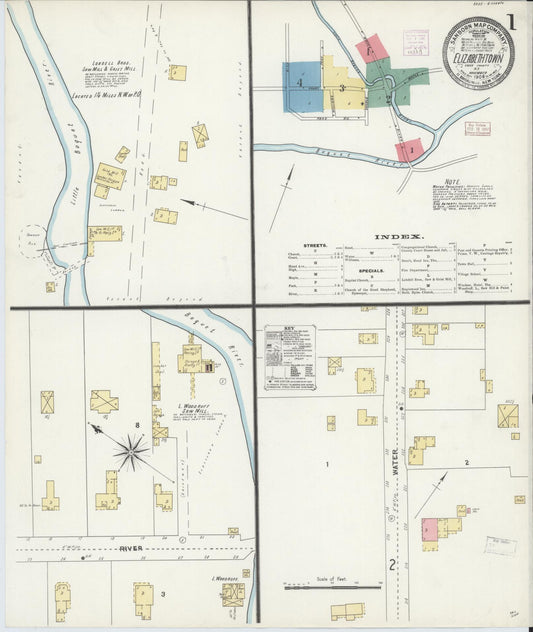 Sanborn Fire Insurance Map from Elizabethtown, Essex County, New York (1906), Sheet #0001 - Historic Sanborn Fire Insurance Map Print, vintage old map wall art, antique decor, genealogy gift, New York New York map