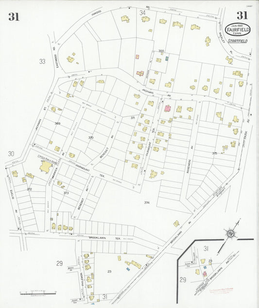 Sanborn Fire Insurance Map from Fairfield, Fairfield County, Connecticut (1930), Sheet #0031 - Historic Sanborn Fire Insurance Map Print, vintage old map wall art, antique decor, genealogy gift, Connecticut Connecticut map