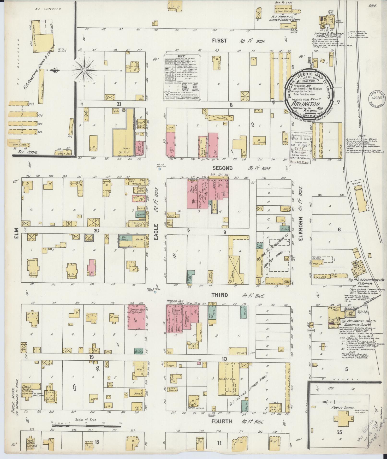 Sanborn Fire Insurance Map from Arlington, Washington County, Nebraska. (1900) – Historic Sanborn Fire Insurance Map Print