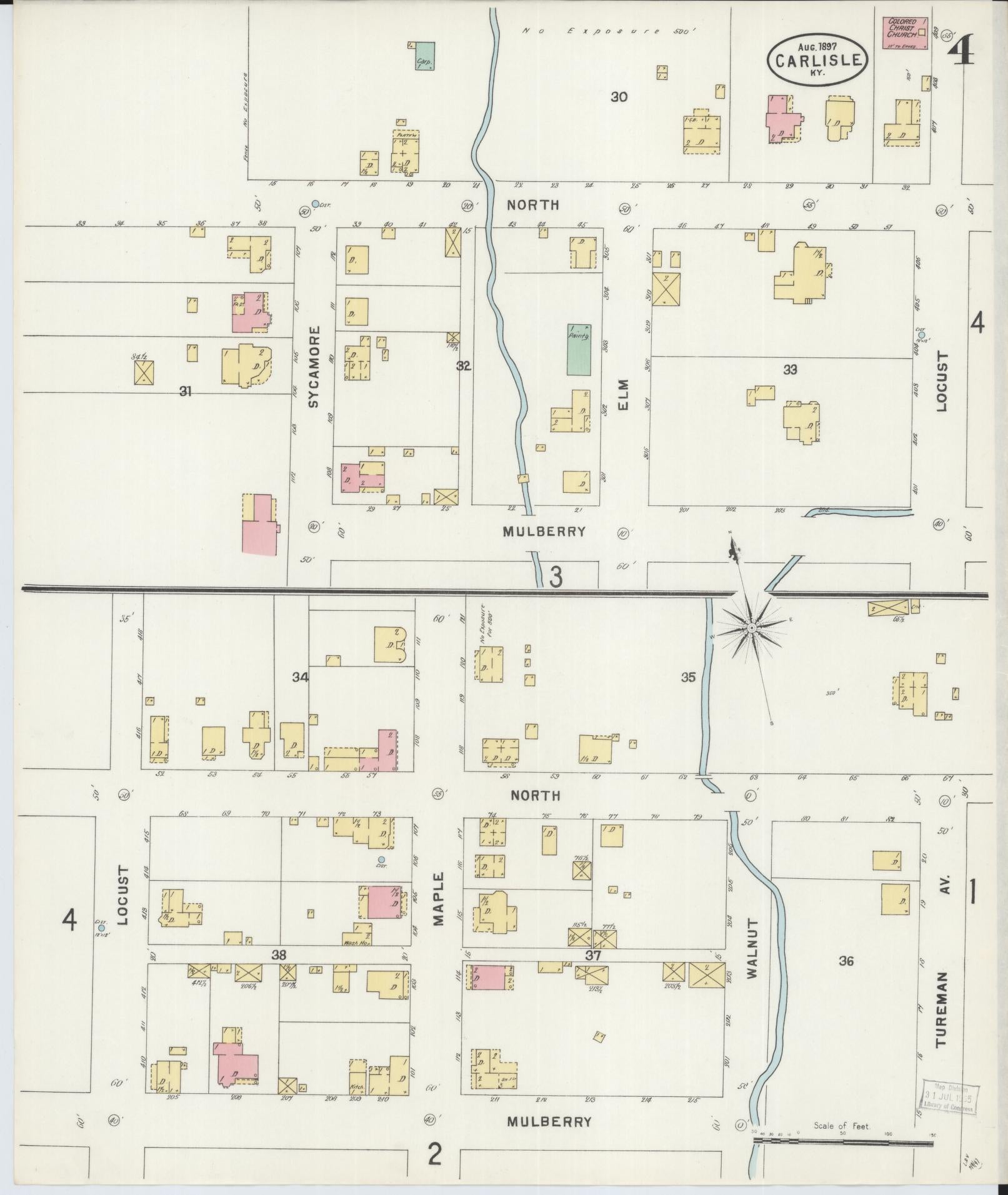 Sanborn Fire Insurance Map from Carlisle, Nicholas County, Kentucky (1897), Sheet #0004 - Complete Map Set gallery image, historic Sanborn map, vintage wall art, Kentucky Kentucky