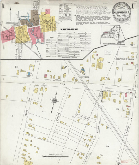Sanborn Fire Insurance Map from Williamsville, Erie County, New York (1923), Sheet #0001 - Complete Map Set gallery image, historic Sanborn map, vintage wall art, New York New York