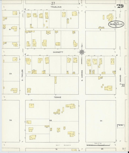 Sanborn Fire Insurance Map from Gainesville, Cooke County, Texas (1913), Sheet #0029 - Historic Sanborn Fire Insurance Map Print, vintage old map wall art, antique decor, genealogy gift, Texas Texas map