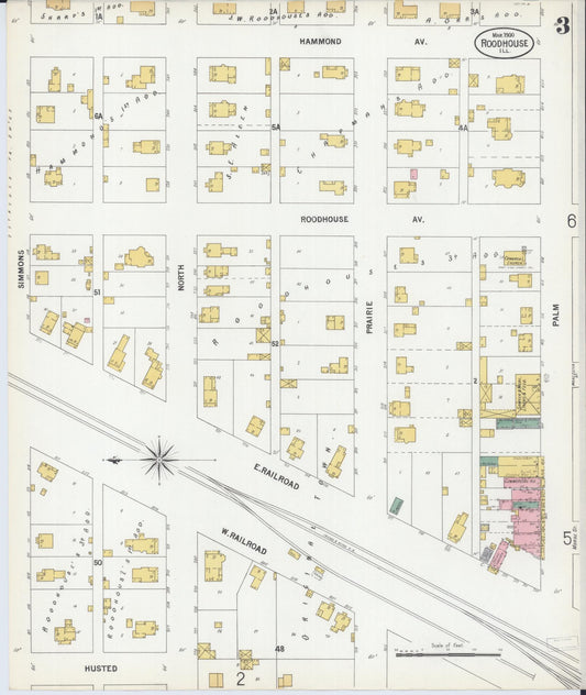 Sanborn Fire Insurance Map from Roodhouse, Greene County, Illinois (1900), Sheet #0003 - Historic Sanborn Fire Insurance Map Print, vintage old map wall art, antique decor, genealogy gift, Illinois Illinois map