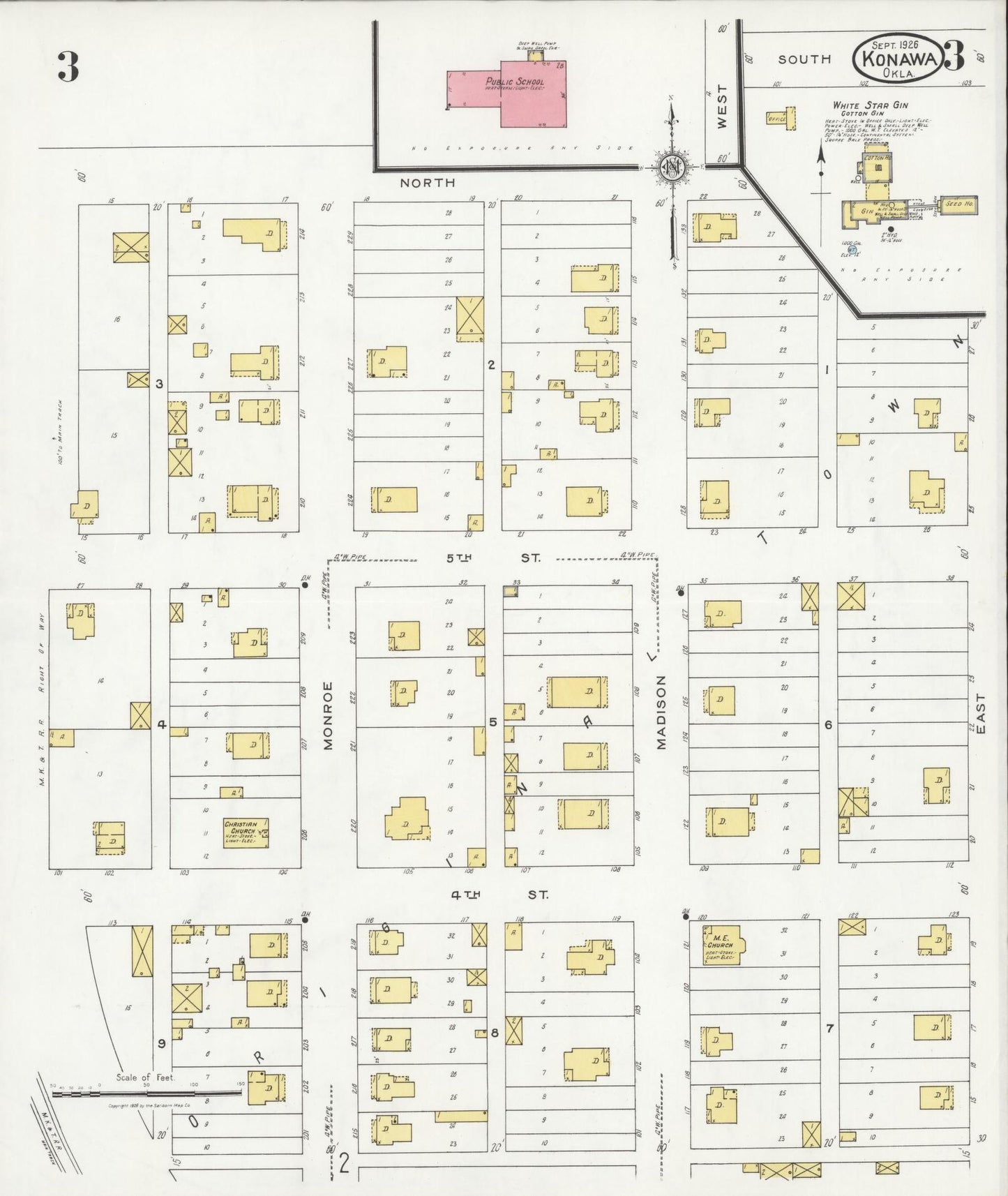Sanborn Fire Insurance Map from Konawa, Seminole County, Oklahoma (1926), Sheet #0003 - Complete Map Set gallery image, historic Sanborn map, vintage wall art, Oklahoma Oklahoma