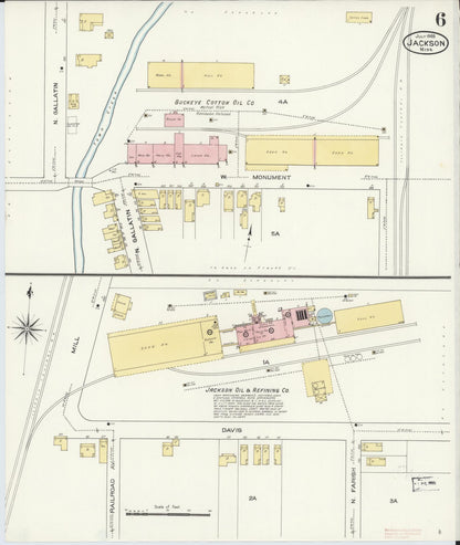 Sanborn Fire Insurance Map from Jackson, Hinds County, Mississippi (1909), Sheet #0006 - Complete Map Set gallery image, historic Sanborn map, vintage wall art, Mississippi Mississippi