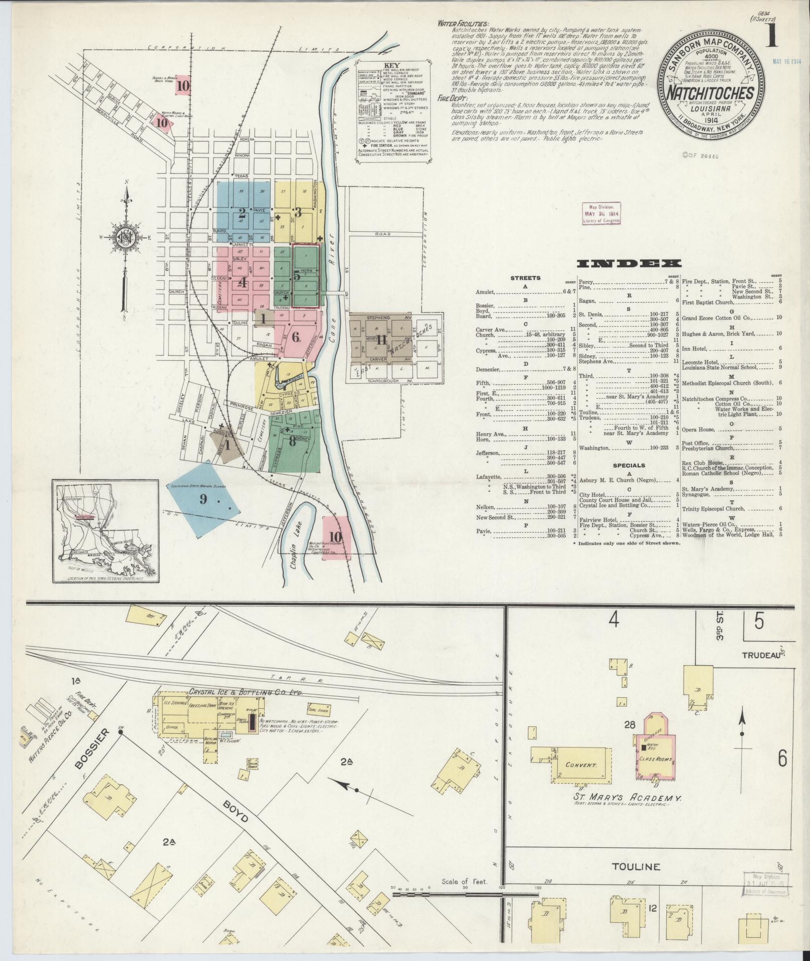 Sanborn Fire Insurance Map from Natchitoches, Natchitoches Parish, Louisiana. (1914) – Historic Sanborn Fire Insurance Map Print