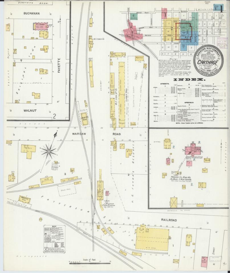 Sanborn Fire Insurance Map from Carthage, Hancock County, Illinois. (1906) – Map View