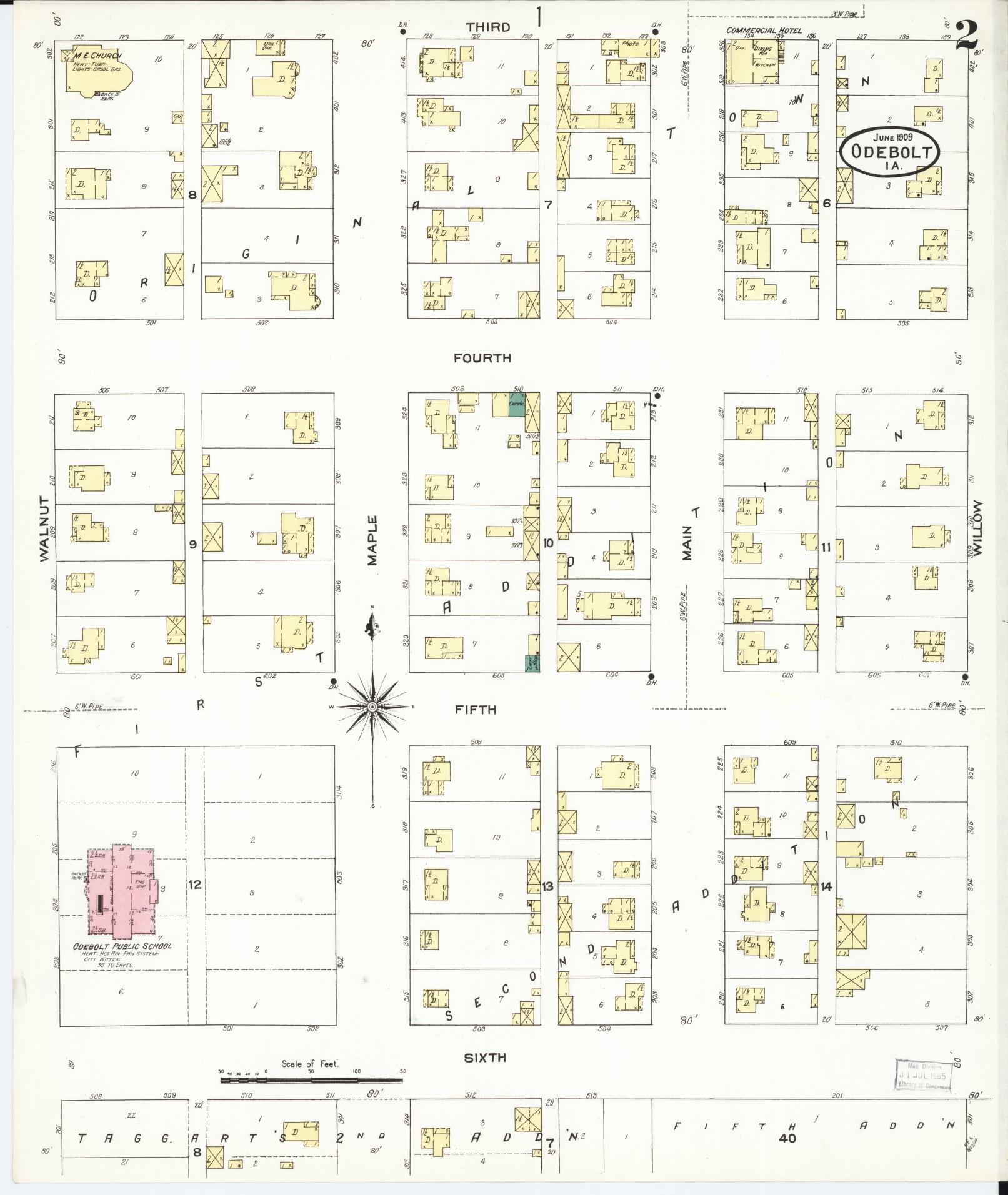 Sanborn Fire Insurance Map from Odebolt, Sac County, Iowa (1909), Sheet #0002 - Historic Sanborn Fire Insurance Map Print, vintage old map wall art