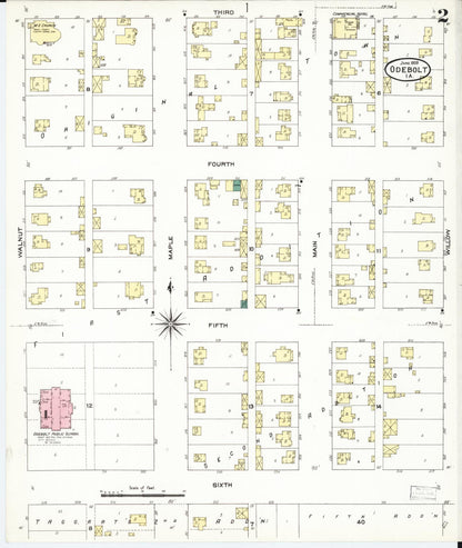 Sanborn Fire Insurance Map from Odebolt, Sac County, Iowa (1909), Sheet #0002 - Historic Sanborn Fire Insurance Map Print, vintage old map wall art