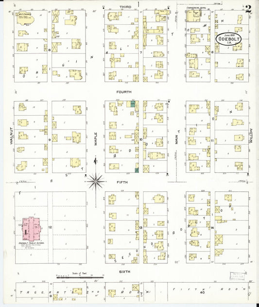 Sanborn Fire Insurance Map from Odebolt, Sac County, Iowa (1909), Sheet #0002 - Historic Sanborn Fire Insurance Map Print, vintage old map wall art