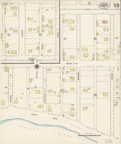 Sanborn Fire Insurance Map from Madera, Madera County, California (1912), Sheet #0015 - Complete Map Set gallery image, historic Sanborn map, vintage wall art, California California