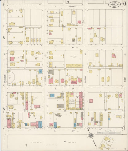 Sanborn Fire Insurance Map from Winslow, Navajo County, Arizona (1916), Sheet #0006 - Complete Map Set gallery image, historic Sanborn map, vintage wall art, Arizona Arizona