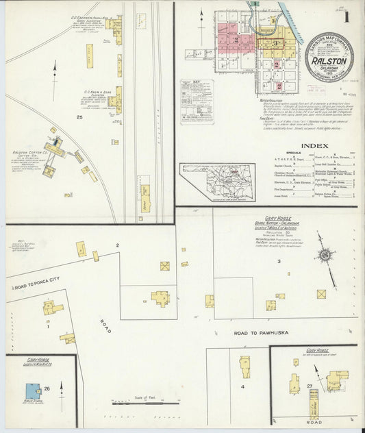 Sanborn Fire Insurance Map from Ralston, Pawnee County, Oklahoma (1915), Sheet #0001 - Complete Map Set gallery image, historic Sanborn map, vintage wall art, Oklahoma Oklahoma