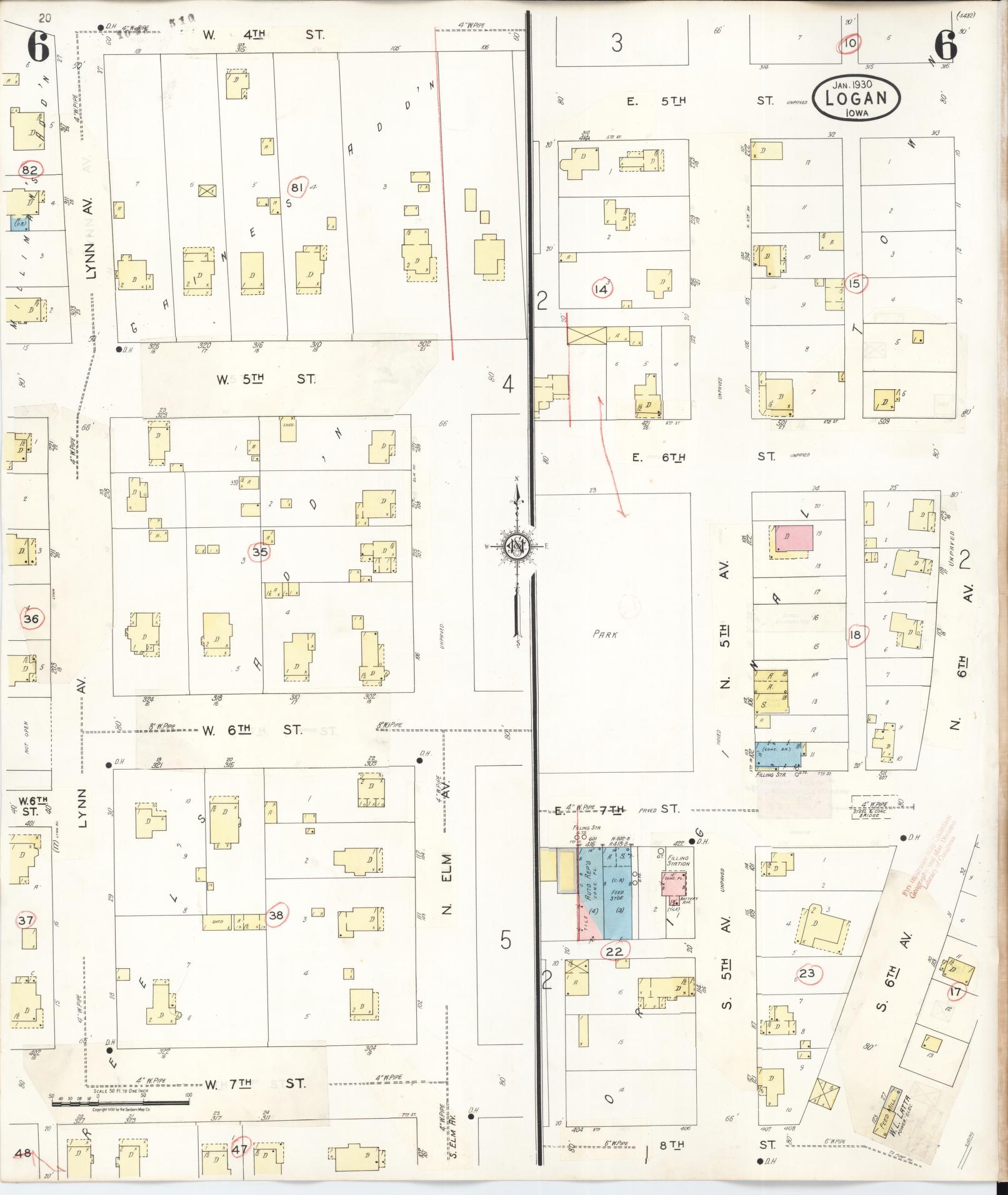 Sanborn Fire Insurance Map from Logan, Harrison County, Iowa (1934), Sheet #0006 - Historic Sanborn Fire Insurance Map Print