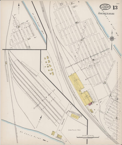 Sanborn Fire Insurance Map from Cloquet, Carlton County, Minnesota (1922), Sheet #0013 - Complete Map Set gallery image, historic Sanborn map, vintage wall art, Minnesota Minnesota