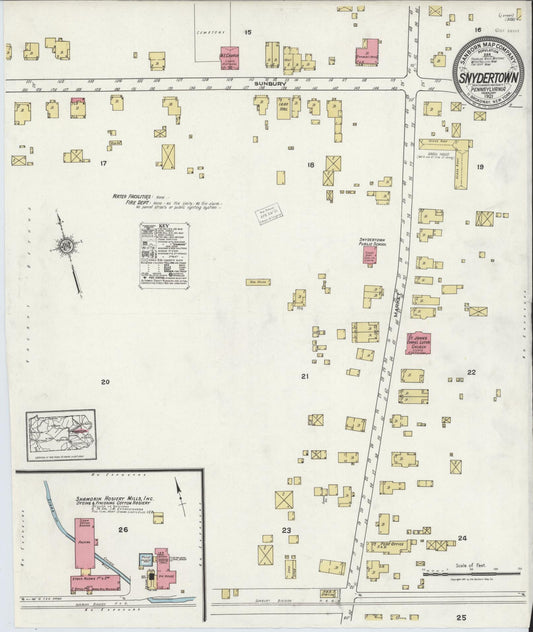Sanborn Fire Insurance Map from Snydertown, Northumberland County, Pennsylvania (1921), Sheet #0001 - Historic Sanborn Fire Insurance Map Print, vintage old map wall art, antique decor, genealogy gift, Pennsylvania Pennsylvania map