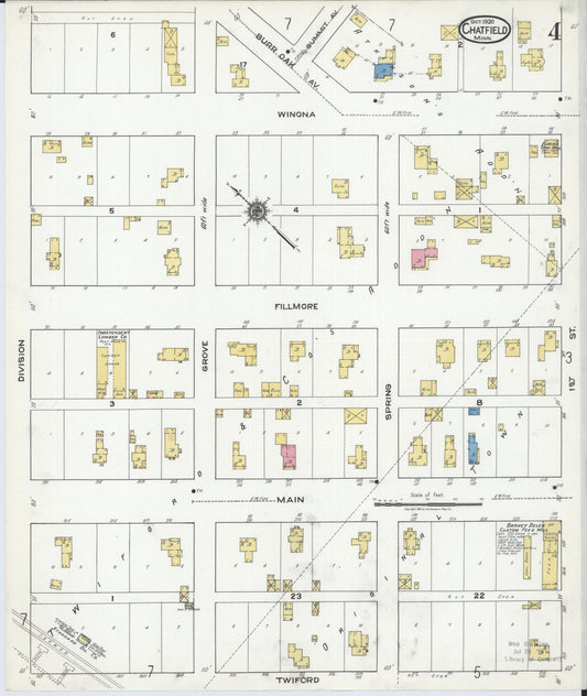Sanborn Fire Insurance Map from Chatfield, Fillmore And Olmsted Counties, Minnesota (1920), Sheet #0004 - Historic Sanborn Fire Insurance Map Print, vintage old map wall art, antique decor, genealogy gift, Minnesota Minnesota map