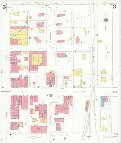 Sanborn Fire Insurance Map from Shelbyville, Shelby County, Illinois (1933), Sheet #0003 - Complete Map Set gallery image, historic Sanborn map, vintage wall art, Illinois Illinois