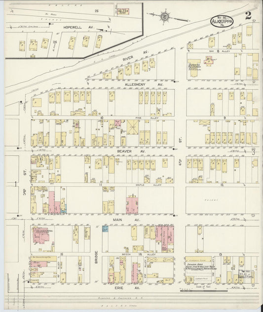 Sanborn Fire Insurance Map from Aliquippa, Beaver County, Pennsylvania (1912), Sheet #0002 - Historic Sanborn Fire Insurance Map Print, vintage old map wall art, antique decor, genealogy gift, Pennsylvania Pennsylvania map