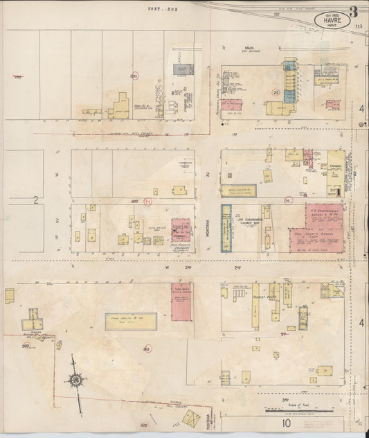 Sanborn Fire Insurance Map from Havre, Hill County, Montana (1943), Sheet #0003 - Historic Sanborn Fire Insurance Map Print, vintage old map wall art, antique decor, genealogy gift, Montana Montana map