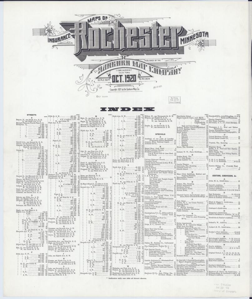 Sanborn Fire Insurance Map from Rochester, Olmsted County, Minnesota. (1920) – Map View