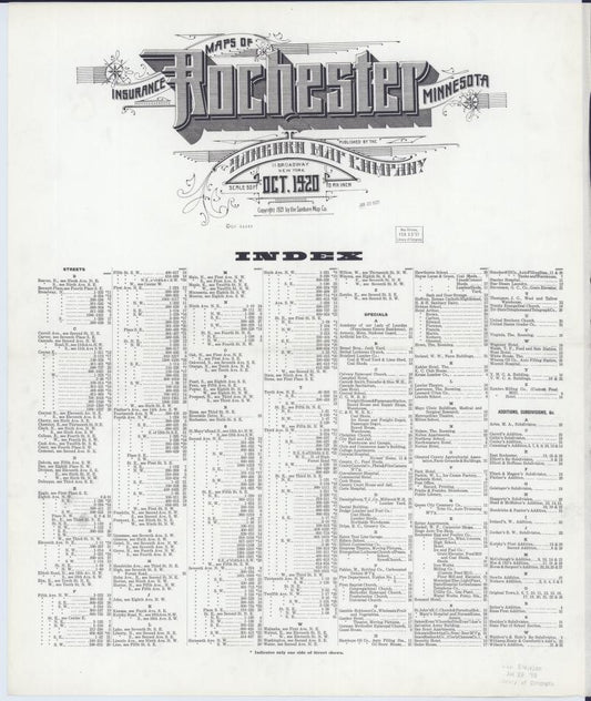 Sanborn Fire Insurance Map from Rochester, Olmsted County, Minnesota. (1920) – Map View