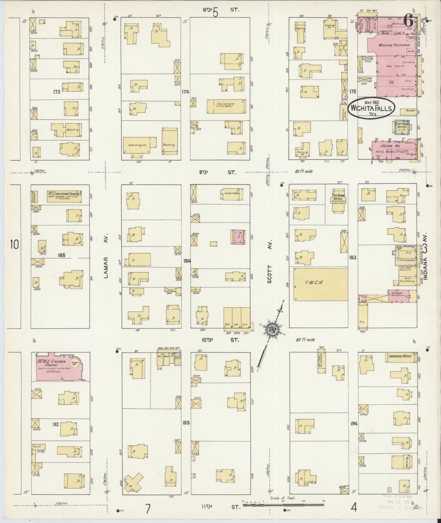 Sanborn Fire Insurance Map from Wichita Falls, Wichita County, Texas (1912), Sheet #0006 - Complete Map Set gallery image, historic Sanborn map, vintage wall art, Texas Texas