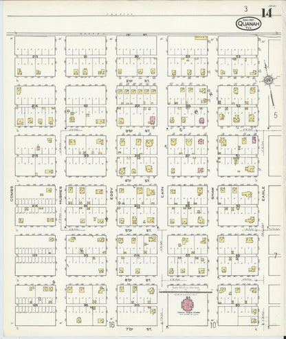 Sanborn Fire Insurance Map from Quanah, Hardeman County, Texas (1921), Sheet #0014 - Complete Map Set gallery image, historic Sanborn map, vintage wall art, Texas Texas