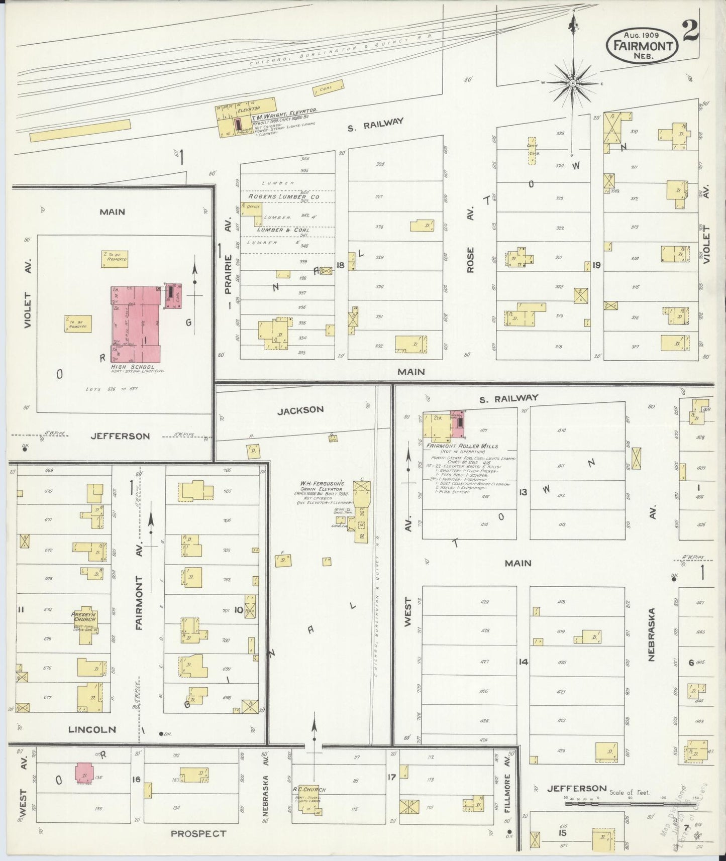 Sanborn Fire Insurance Map from Fairmont, Fillmore County, Nebraska (1909), Sheet #0002 - Complete Map Set gallery image, historic Sanborn map, vintage wall art, Nebraska Nebraska
