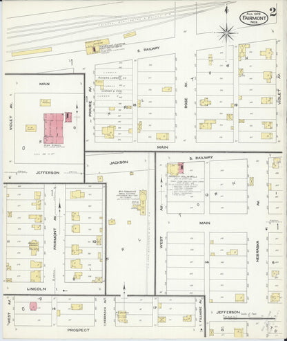 Sanborn Fire Insurance Map from Fairmont, Fillmore County, Nebraska (1909), Sheet #0002 - Complete Map Set gallery image, historic Sanborn map, vintage wall art, Nebraska Nebraska