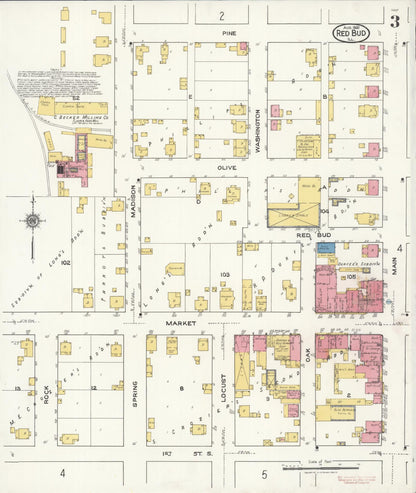 Sanborn Fire Insurance Map from Red Bud, Randolph County, Illinois (1921), Sheet #0003 - Complete Map Set gallery image, historic Sanborn map, vintage wall art, Illinois Illinois