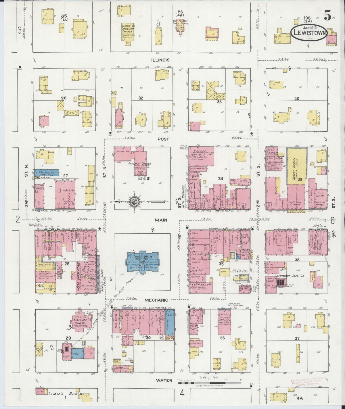 Sanborn Fire Insurance Map from Lewistown, Fulton County, Illinois (1919), Sheet #0005 - Complete Map Set gallery image, historic Sanborn map, vintage wall art, Illinois Illinois