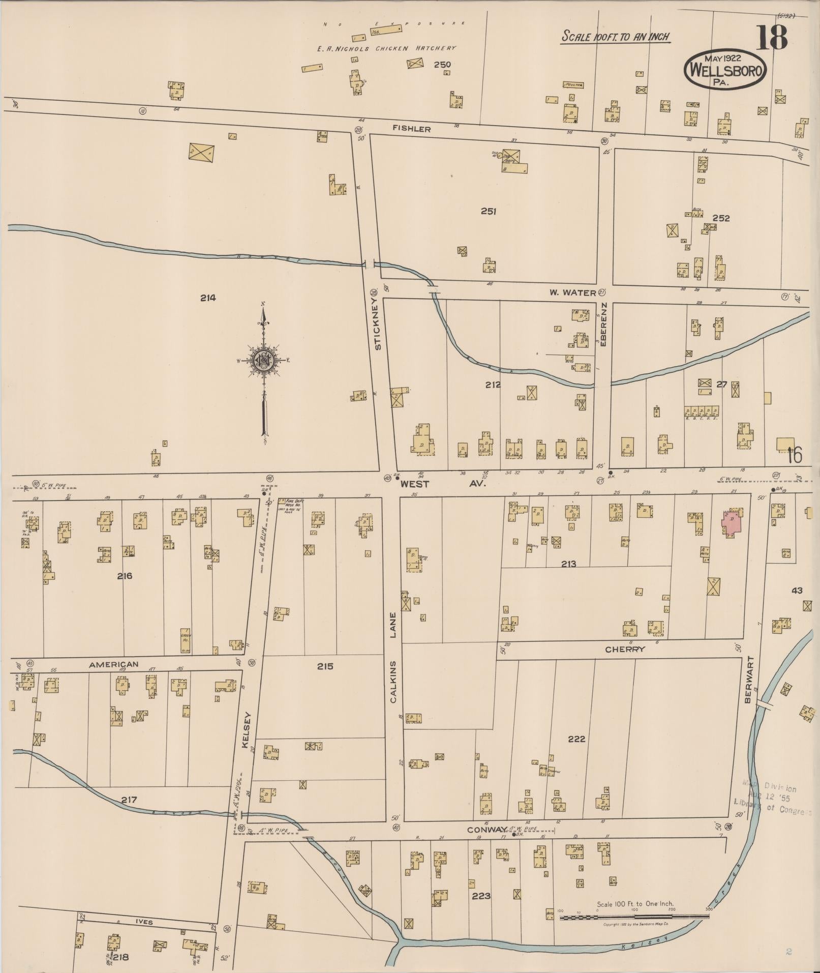 Sanborn Fire Insurance Map from Wellsboro, Tioga County, Pennsylvania (1922), Sheet #0018 - Complete Map Set gallery image, historic Sanborn map, vintage wall art, Pennsylvania Pennsylvania